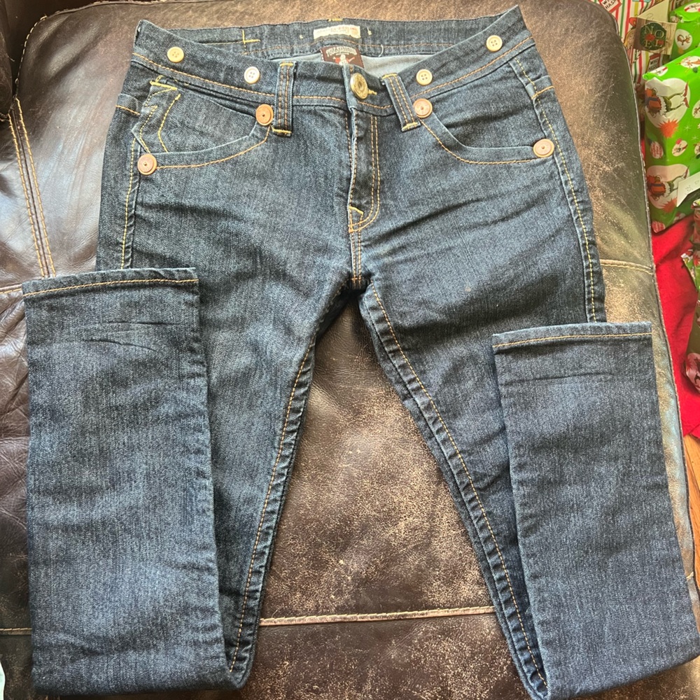 True Religion Blue Skinny Jeans with Vintage Faded Look